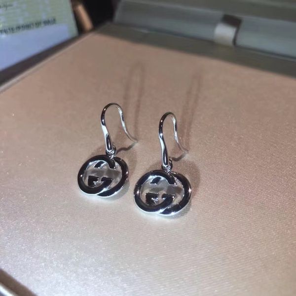 

luxury quality s925 silver drop earring with hollow round shape fashion earrings jewelry for women wedding gifts ps6675, Golden