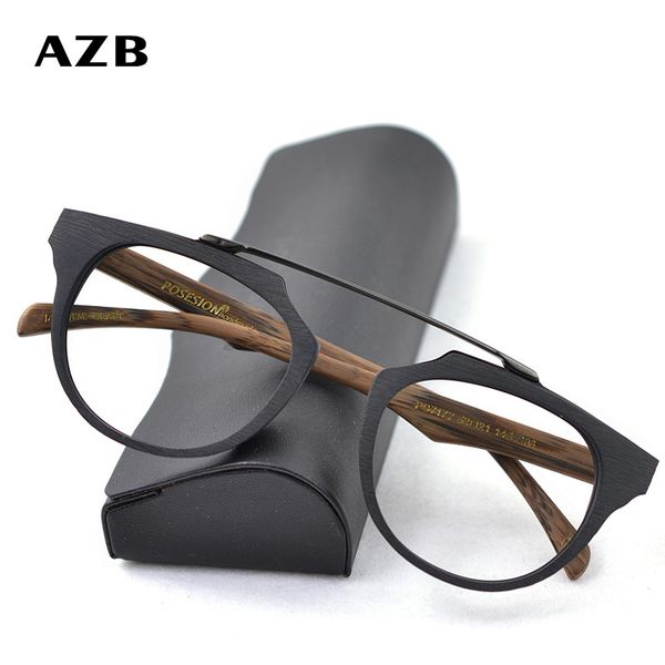 

vintage wood prescription spectacle glasses frames men women eyeglasses optical glasses frames with clear lens male female, Black