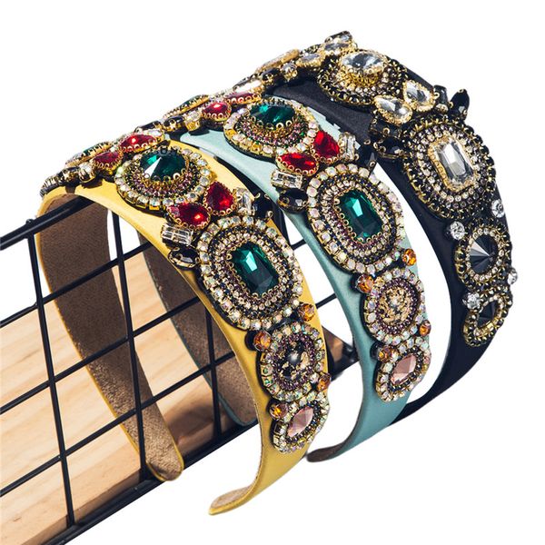 

hair accessories female hoop, diamond-embedded head hoop headwear for girls, black/yellow/lake blue