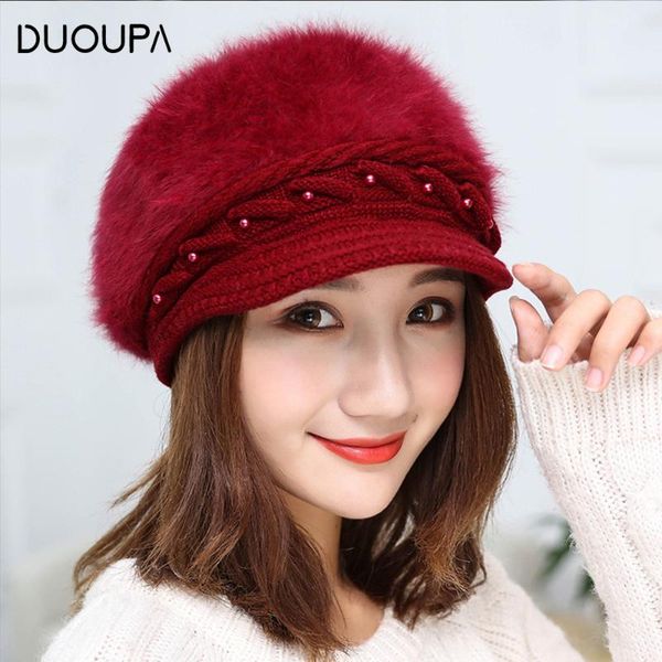 

new winter female wool cap, eyelid pearl hair cap, pure-colour beret duck tongue autumn and winter knitted cap, Blue;gray