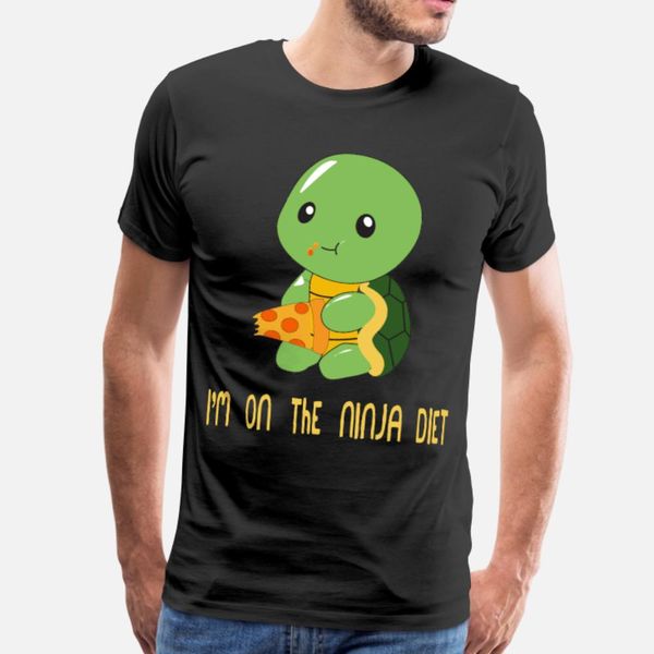 

i'm on the ninja diet funny turtle eating pizza t shirt men graphic 100% cotton round neck standard graphic new style summer unique