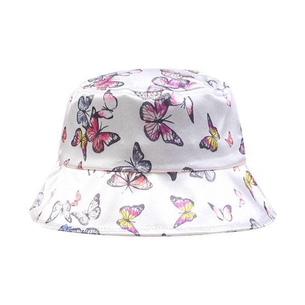 

summer foldable bucket hat shiny colorful butterfly printed fisherman cap axyd, Blue;gray