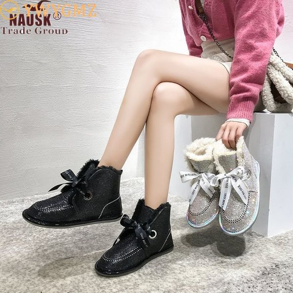 

ankle boots for women women boots genuine leather real fur brand winter shoes warm casual female snow botas mujer, Black