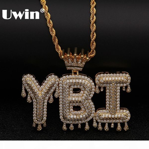 

uwin crown initial letter pendant necklace customzie bubble initial letters gold silver rose gold color words name oem link j190713