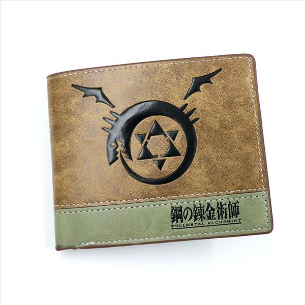 

khaki color of anime wallet fullmetal alchemist ouroboros snake sign printing with cartoon pu purse for men or women, Red;black