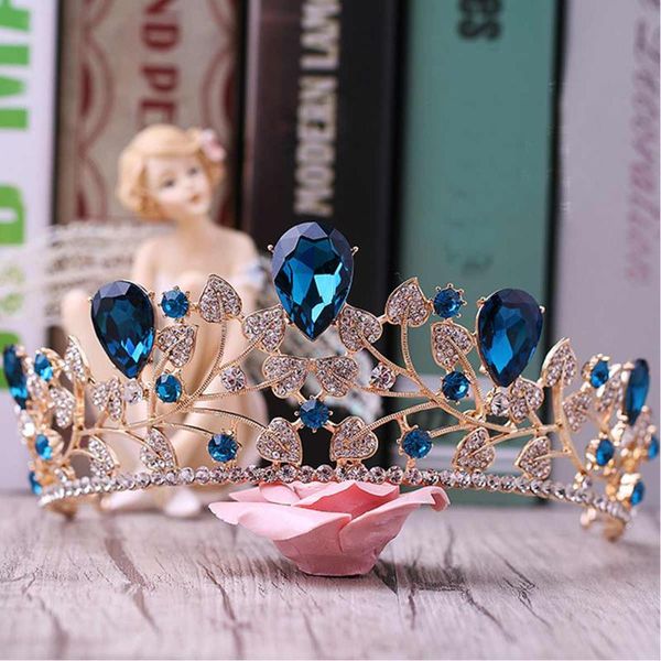 

luxury rhinestone bridal tiaras crown baroque crystal diadem for bride headbands wedding hair jewelry dress accessories, Golden;silver