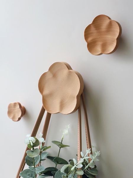 

nordic wall wooden wall hook creative plum shape decoration coat hook household solid wood coat