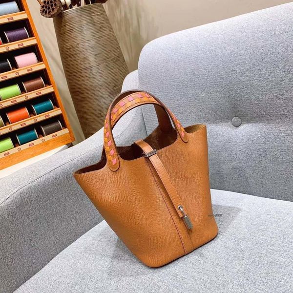 

designer-luxury picotin bucket bag togo genuine leather basket purse crossbosy shoulder purse tote bag for women