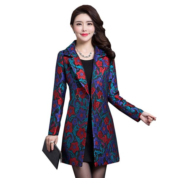 

new autumn spring women windbreaker slim plus size elegant lace jacquard double-breasted mid-length womens trench coat overcoat, Tan;black