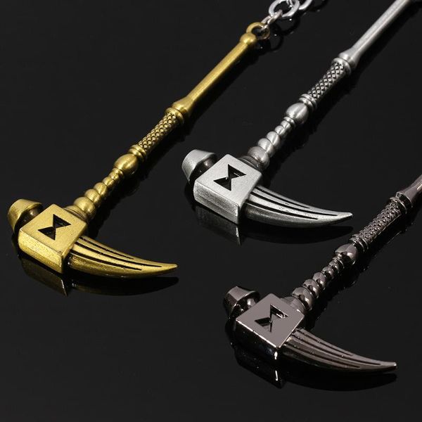 

reaper's scythe keychain metal sickle hammer pendant three colors birthday gifts keyring for women men model jewelry, Silver