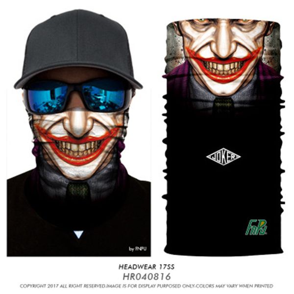 

2020 new style skull hiking scarves joker face magic bandanas seamless mask motorbike outdoor cycling fishing hiking scarves, Black