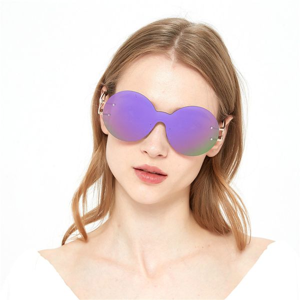 

2020 fashion vintage round style mirror sunglasses metal circle women brand design purple lens sun glasses fml, White;black