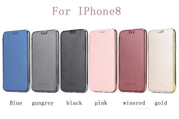 

ultrathin electroplating pu leather flip wallet case card slot soft tpu cell phone cover for iphone x xs max xr 7 8 samsung s8 s9 plus