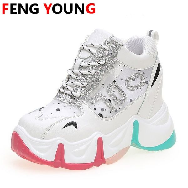 

2020 women chunky sandals luxury designers fashion platform sandal lacing beach crystal casual shoes for woman high heels, Black