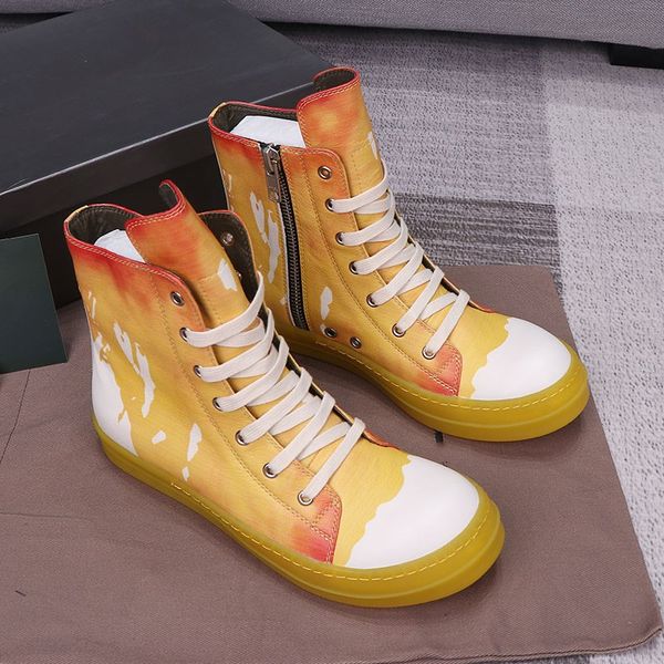 

high-men and women lace thick crust spring and autumn seasons casual all-black shoes lovers wild tide boots