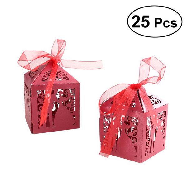 

gift wrap 25pcs couple design luxury lase cut wedding sweets candy favour boxes with ribbon table decorations