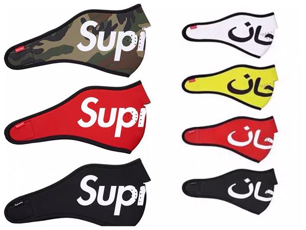 

supreme arabic logo неопрена маска для лица черного 17fw 14 aw неопрен открытых верхом маски лица для мужчин и женщин, Black