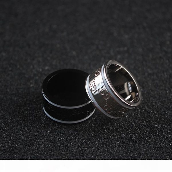 

black wide ring man women designer italy rose golden rings g letter carving ins fine charm jewelry, Silver
