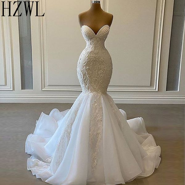 

elegant white lace wedding dresses 2020 sweetheart ruffles skirt bride dress vestidos de novia zipper back customized