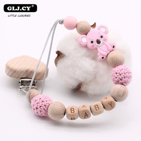 

cartoon name diy personalized new wooden silicone chain clip baby pacifier koala mini bpa holder clips cute dkqkf