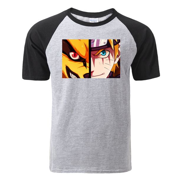 

мода японии аниме футболка naruto курама face печать реглан tshirt мужчины лето высокого качества хлопка с коротким рукавом футболки мужчин