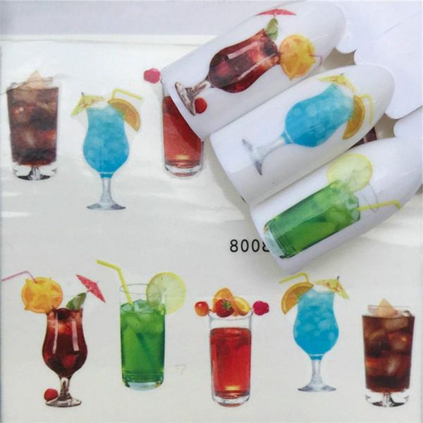 

false nails 1 pcs sell fruit juice drinks nail tips nature clear finger full card art display practice acrylic uv gel polishtool, Red;gold