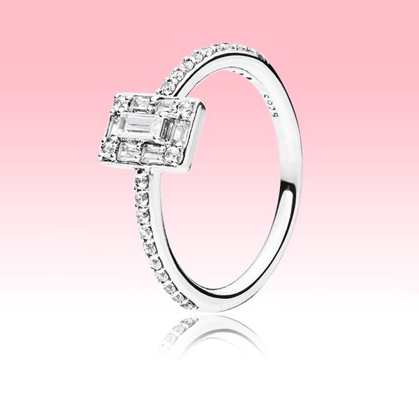 

new sparkling square halo ring women girls summer jewelyr for pandora 925 sterling silver cz diamond weeding ring with original box, Slivery;golden