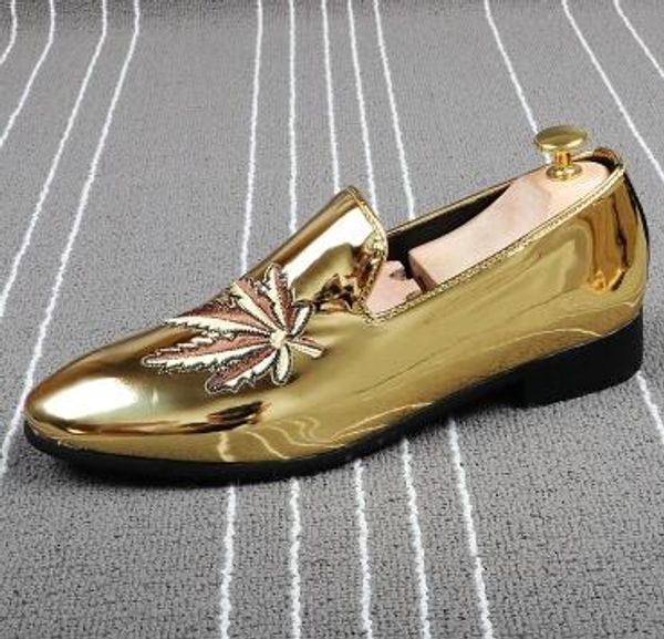 

luxury fashion men's casual shoes patent leather men loafers moccasins slip on men's flats male driving wedding party shoes, Black