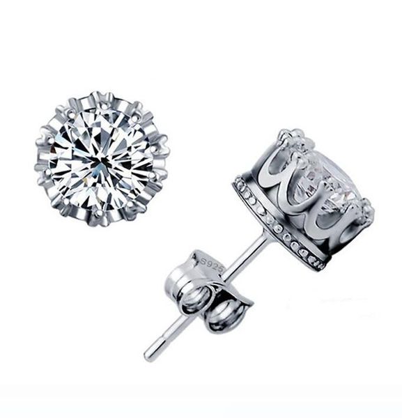 

diamond crown stud earrings fashion jewelry beautiful wedding engagement gift gold silver crown earrings, Golden;silver