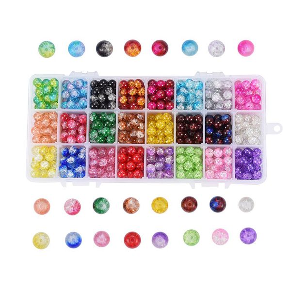 

720pcs 8mm for jewelry making glass crackle beads round shape 24 colors diy