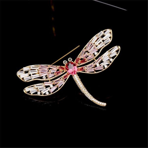 

new luxury insect three zircon color women brooch crystal dragonfly brooch pin clothes bag scarf dress accessories, Gray