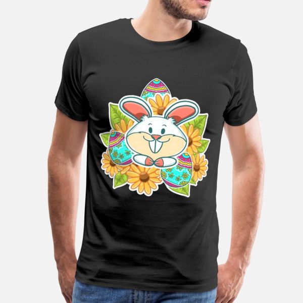 

easter bunny with colourfull eggs and sunflower t shirt men personalized short sleeve s-xxxl clothing crazy fashion spring original shirt