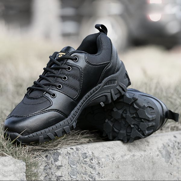 

black hiking shoes men boots tactical wear resistant non-slip trekking boots breathable outdoor mountain sneakers men