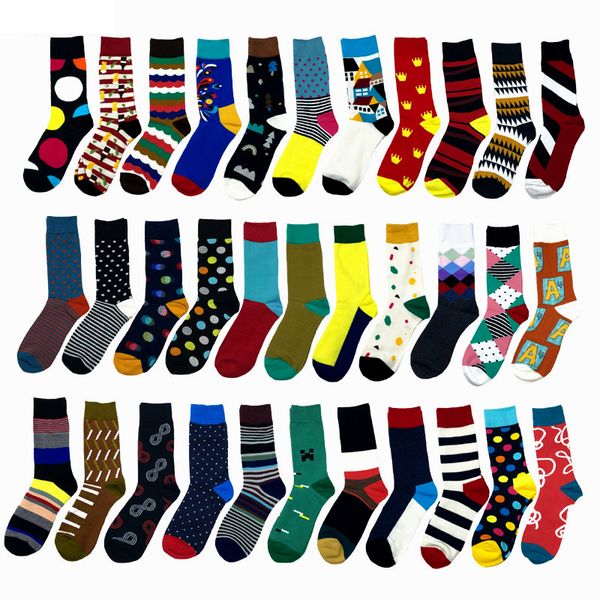 

men's socks men combed cotton cartoon stripe line business house pattern novelty funny, Black