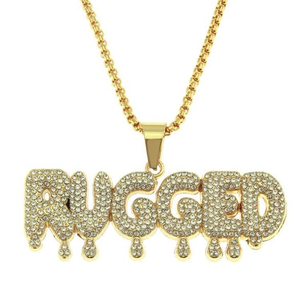 

hip hop creative splicing diamond inlaid letter pendant for men luxury necklace stainless steel cuban chains, Silver