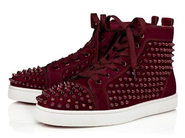 

paris design spikes high sneakers shoes women,men casual red bottom rivets party dress casual walking outdoor lace-up trainers35-47, Black