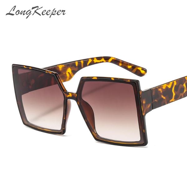 

longkeeper vintage oversize sunglasses women leopard black square sun glasses female gradient oculos feminino uv400, White;black