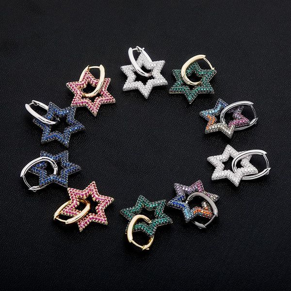 Модные Copper Gold Silver Plated шестиконечной ювелирные изделия Star Design Женщины серьги Мода для женщин