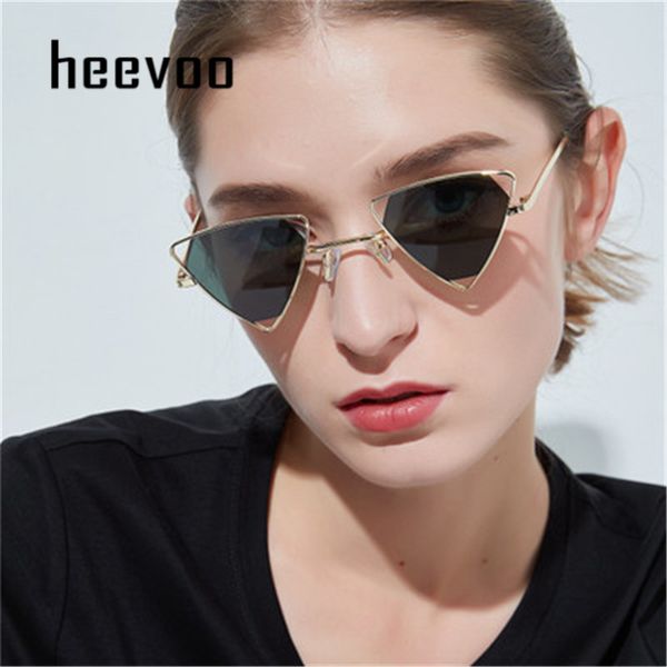 

sunglasses small punk women triangle oculos vintage glasses openwork metal frame fashion sun men okulary, White;black