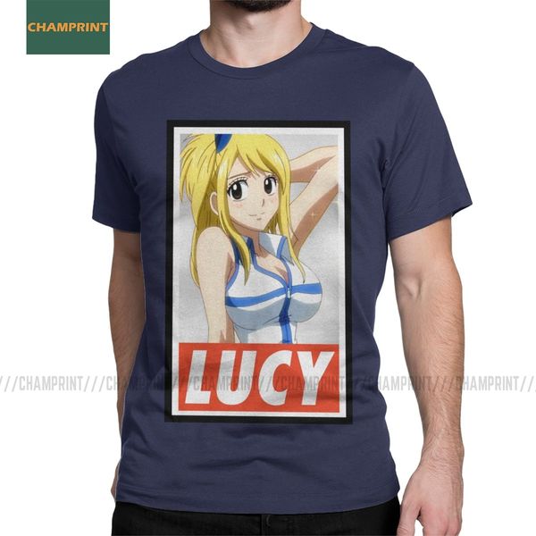 

fairy tail lucy t-shirt men natsu dragneel heartfilia erza scarlet anime vintage pure cotton tee shirt short sleeve t shirts