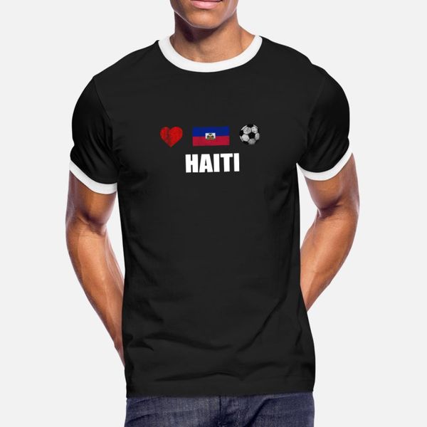 

haiti football haiti soccer jersey t shirt men loose 100% cotton plus size 3xl natural loose comical spring letters