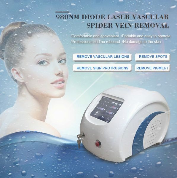 

beauty clinic 980nm vascular laser machine for spider veins removal red blood facial redness vascular varicose veins laser treatment device, Black