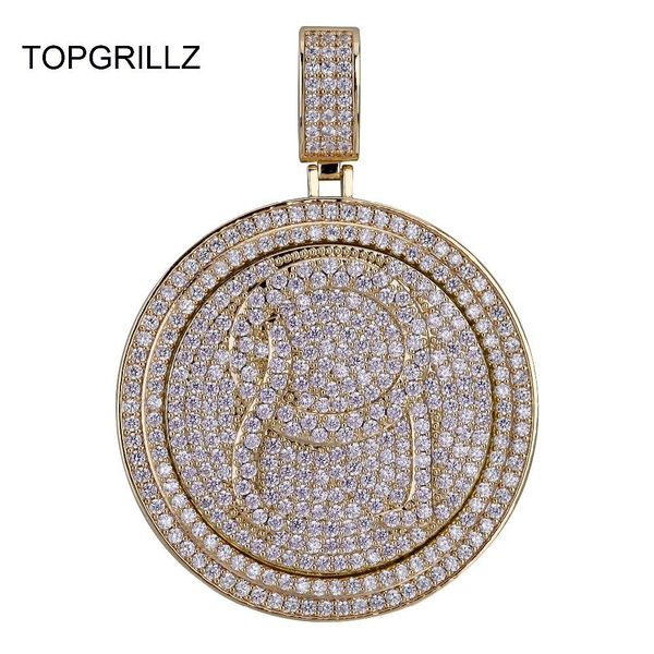 

rillz qc spinner letter pendant necklace iced out hip hop/punk gold silver color chains for men cz charms jewelry gift j190616