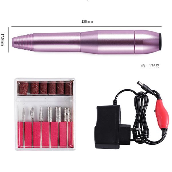

1set питания профессиональный электрический ногтей машина pen педикюр gel фрез kit портативный nail drill pen машины оборудование