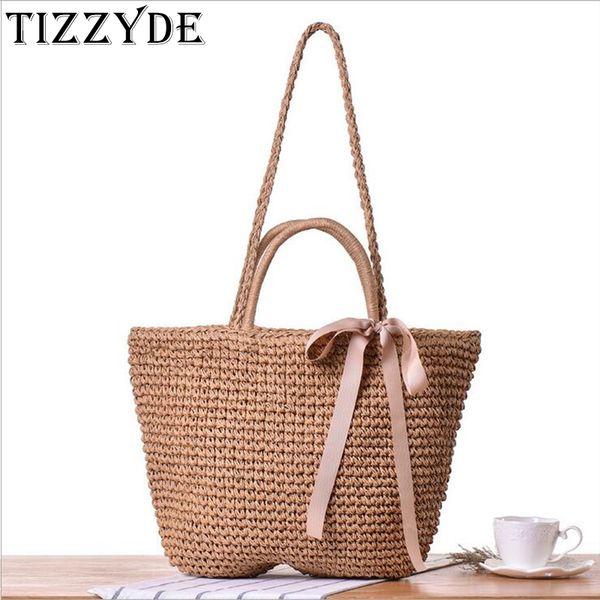 

bohemian bow straw handbag simple fashion shoulder bag summer beach leisure travel bag wx90