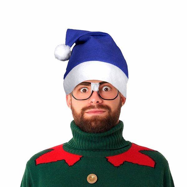 

12 pcs pack blue felt santa hat felt christmas hat