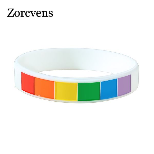 

modyle fashion rainbow color silicone couple bracelets for women men casual elastic rubber wristband parade gifts accessories, Golden;silver
