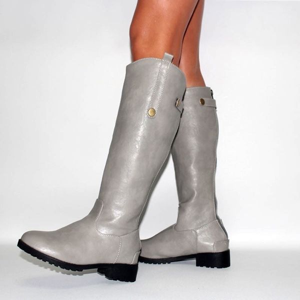 

chimizhai women boots winter shoes autumn knee high boots fur low heels shoes woman spring zip my97, Black