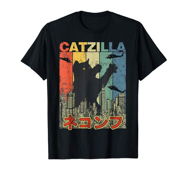 

vintage catzilla - kitty cat lovers halloween t-shirt brand summer style cotton men's unique masculine street t shirt