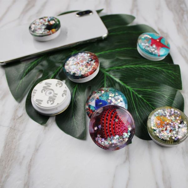 

cgjxsquicksand glitter phone holder for iphone xs max xr underwater world 360 degree universal luxury cellphone holder grip with retail pack